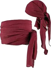 Halloween Pirate Cosplay Accessories - Head Scarf Hat, Bandana Headband, and Waist Belt for Men and Women