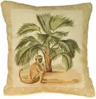 Needlepoint Pillow | Palm Tree Long Tail Monkey Throw Vertical Cushion 15x14
