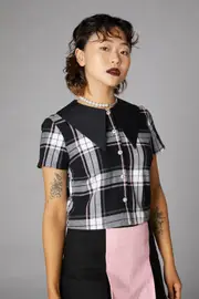 Nancy Pink Tartan Blouse