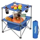 Portable Folding Camping Table Lightweight Outdoor Picnic Table with 4 Cup Ho...