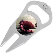 Pink Daisy Golf Ball Marker Divot Repair Tool Bottle Opener