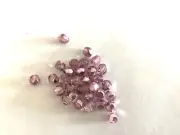 25 Pink Metallic Faceted Firepolished Glass Round Beads 6MM