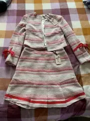 Alannah Hill Summer Suit, Equiv. Size 10, Red Ivory And Pink, Jacket & Skirt NEW