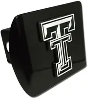 Texas Tech Red Raiders Black Metal Trailer Hitch Cover with Chrome Metal Logo (for 2" Receivers)