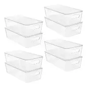 8pcs Clear Organizers and Storage Bins with Lids, Stackable Plastic Storage C...