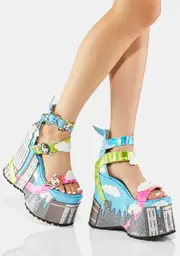 [Dolls Kill x The Powerpuff Girls] Townsville Takeover Platform Sandals