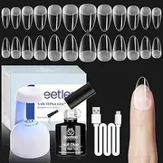 Beetles Gel Nail Kit Almond: 504Pcs Beetles Gel Nail Kit Easy Nail Extension Set Etch X Nail Tips Short Medium Almond Half Matte Nail Tips 5 in 1 Nail Glue Uv Led Nail Lamp DIY