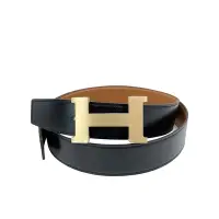 在飛比找Yahoo奇摩購物中心優惠-Hermes 霧面金H logo雙面用腰帶/皮帶-38mm(