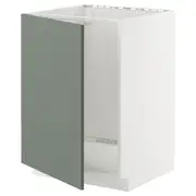 METOD base cabinet for sink, white/Nickebo matt grey-green, 60x60x80 cm