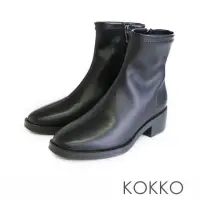 在飛比找momo購物網優惠-【KOKKO 集團】超舒適百搭素面方頭彈力短靴短靴(黑色)