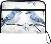 YMXFXP Expandable Filing Folder Bird Blue Tree, 13-Pocket Funny Cute Design with Sticky Labels, A4 Letter Size Document Organizer for Office, School, Boys, Girls