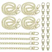 15.7" Flat Purse Chain 8 Pack Light Gold Purse Strap Handbag Chains with D-Rings