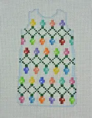Hand-painted Needlepoint Canvas, Christmas Lights Chemise, 18" mesh, NEW