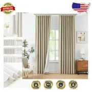 Luxury Linen Textured 90" Blackout Curtains with Pinch Pleats – Farmhouse Style