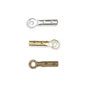 100 Closed Cord Crimp Bead Tube End Findings W/Loop For Thin Jewelry Cord & Wire