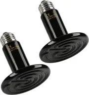 100W Ceramic Heat Emitter 2 Pack Reptile Heat Lamp No Light Emitting Heat Bulbs