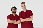 Best Quality Nurse dental vet medical doctor Men Burgundy Scrub Top