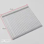 Kitchen Stainless Steel Sink Drain Rack Roll Up Dish Rack Food Drying Mat