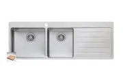 Oliveri Sonetto 1 & 3/4 Double Left Hand Bowl Inset Sink With Drainer SN1011