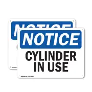 (2 Pack) Cylinder In Use OSHA Notice Sign Decal Metal Plastic