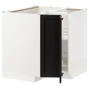 METOD corner base cabinet with carousel, white/Lerhyttan black stained, 88x88x80 cm