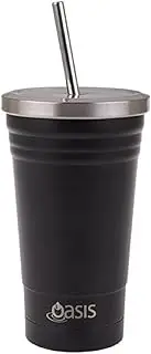 [Oasis] Stainless Steel Double Wall Insulated Smoothie Tumbler W/Straw 500Ml - Black