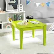 HONEY JOY 64.5 x 64.5 CM Square Kids Table, Weather Resistant Heavy-Duty Toddler Activity Play Table for Reading Drawing Dining, Indoor Outdoor Home Backyard Children Furniture for Boys Girls (Green)