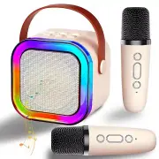 Beige Karaoke Machine Mini Bluetooth Wireless Microphones for Kids and Adults