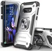 IDYStar for Galaxy S10E Phone Case with Screen Protector,for Galaxy S10E Case,Shockproof Drop Test Cover with Car Mount Kickstand Lightweight Protective Cover for Galaxy S10E,Silver