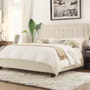 Istyle Jensen Double Bed Frame Fabric Beige