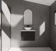 600-1500mm Vienna Matt Black Fluted Wall Hung Vanity - Bathroom Cabinet StoneTop
