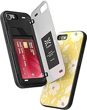 TORU CX Hybrid for iPhone SE (2022) / SE (2020) / iPhone 8 / iPhone 7 Wallet Case | Dual Layer Slim Protective Hard Cover with Hidden 2-Credit Card Slot Holder - Floral Pattern