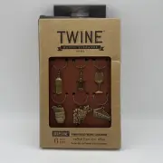 TWINE Rustic Elegance Grapevine Vineyard Wine Glass Charms 6 Piece Set NEW NIP