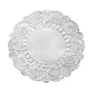50 Pcs Paper Doilies 5.5 Inch Round Lace Decorative Placemats, Silver