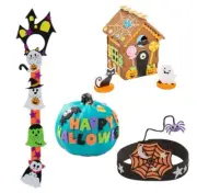 Set Of 4 Halloween Craft Kits Ghosts Haunted House Spiders Pumpkin Decorating