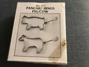 New set of 2 cute Pancake Egg Rings Pig and Cow