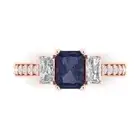 1.82 ct Emerald Cut Sapphire Gemstone Three-Stone Ring with Accents Rose Gold