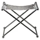 Chainmail Camping Sculpture Stool Nickel Plated Steel Finish,Hand Linked Mesh HD