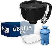 Brita Everyday Elite Water Filter Pitcher, Removes 99% of Lead, Includes 1 Filter, 10-Cup Capacity, Black