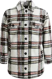 [AUTUMN MISTY FOREST] Women's Autumn Plaid Clothes Long Sleeve Jacket Button Soft Shell Shirts Fashion Flannel