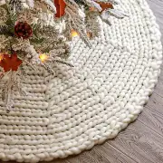 Knitted Christmas Tree Skirt: 48 Inches Crochet Cream White Tree Skirt, Chunk...