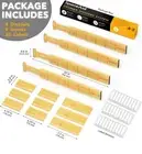 Bamboo Drawer Dividers with Inserts and Labels, Kitchen Adjustable Drawers