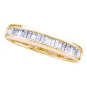 Yellow-tone Sterling Silver Womens Baguette Diamond Wedding Band Ring 1/4 C