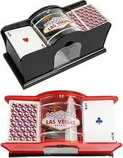 2 Deck Manual Card Shuffler with Hand, Card Shuffling Machine for Poker Games, Blackjack, Rummy and All Card Games, Hand Cranked Card Shuffler for Poker