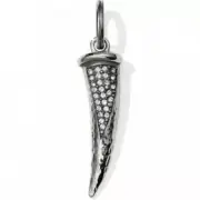 Brighton Horn Embedded crystals hammered silver amulet charm NWOT