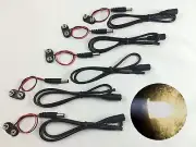 5 pack Micro Effects White LED Pigtail 20" Light & 9V battery clips MEP-WW-9V-5P