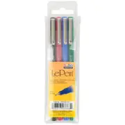 4300-4A Marvy LePen Marker, Micro Fine Plastic Tip, Pack of 4 Primary Colors