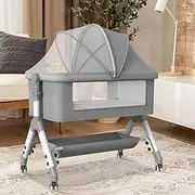 Bopeep 3-in-1 Baby Cot Bed Crib Bedding Set Rocking Bassinet Safety Fence Adjustable Bedside Rails Babysitter Sleep
