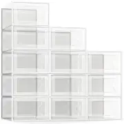 12 Pack Shoe Storage Box, Clear Plastic Stackable Shoe Organizer for Closet, ...