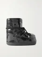 [Moon Boot] Moon Boot - Icon Low Glitter Coated-shell Snow Boots - Black - 33/35 33/35 Black